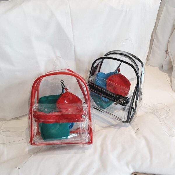Clear Small Backpacks Color PVC School Backpacks Bags Set for Kids - Image 2